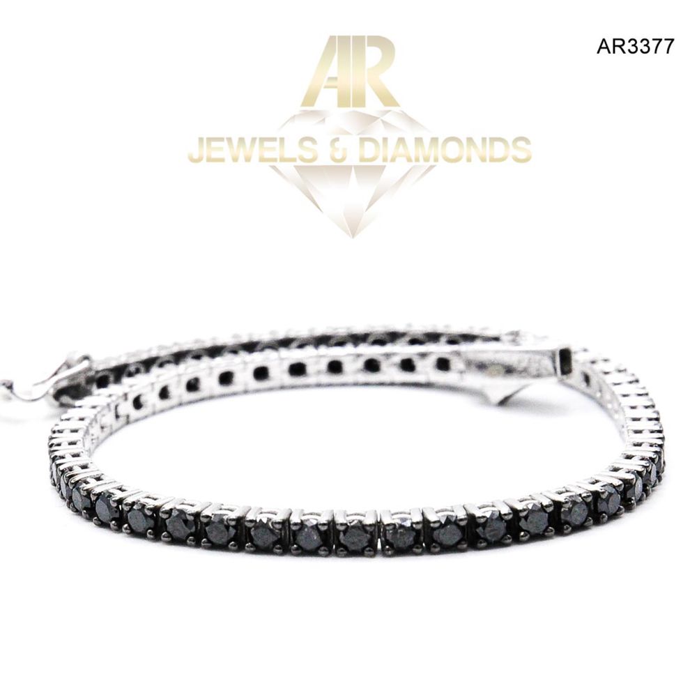 Bratara Aur Alb cu diamante negre model nou ARJEWELS(AR3377)