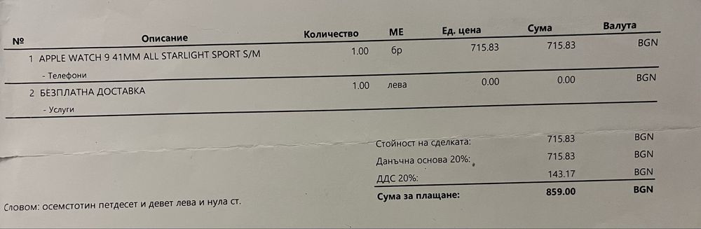 APPLE WATCH 9 41MM в гаранция