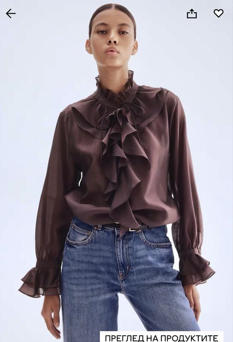 Дамска риза H&M в актуалния цвяр бордо