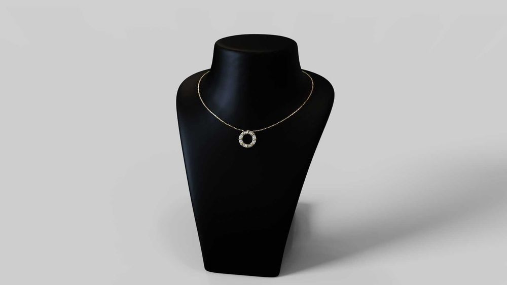 Елегантна висулка в стил Tiffany – бяло и жълто злато с диаманти