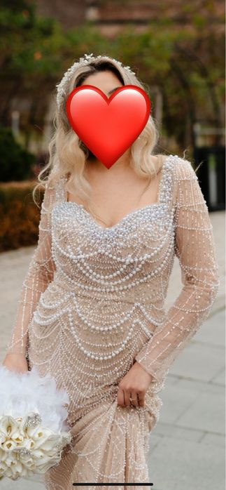 rochie tip sirena batuta in perle si margele