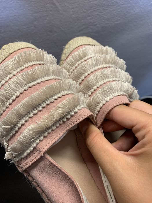 Espadrile noi piele intoarsa roz pal