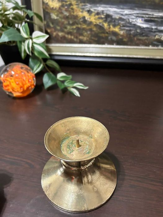 MA058 Sfesnic masiv de bronz 350g 8cm diametru lumanare si 12 cm baza