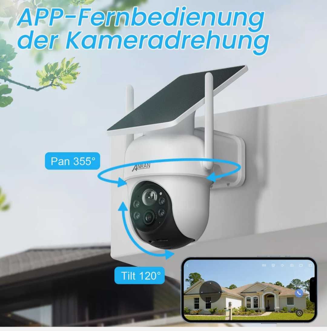 Безжични външни соларни охранителни камери ANRAN,4MP FHD WIFI