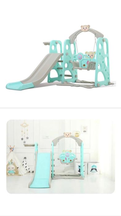 Детская игровая горка с качелями