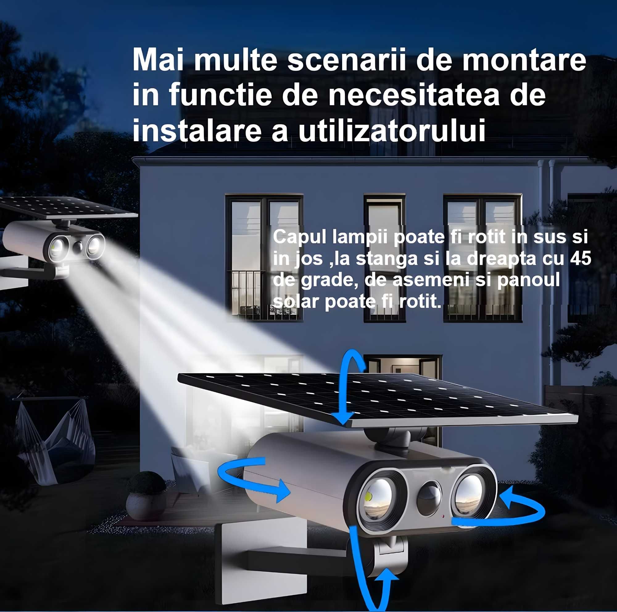 Lampa cu panou solar de exterior inalta luminozitate,senzor de miscare