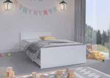 Pat copil cu Saltea si Sertar PUFI 180x90 Alb