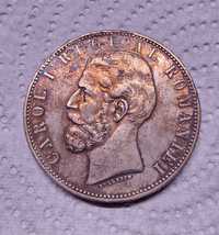 5 lei 1883 patrat moneda argint Carol 1
