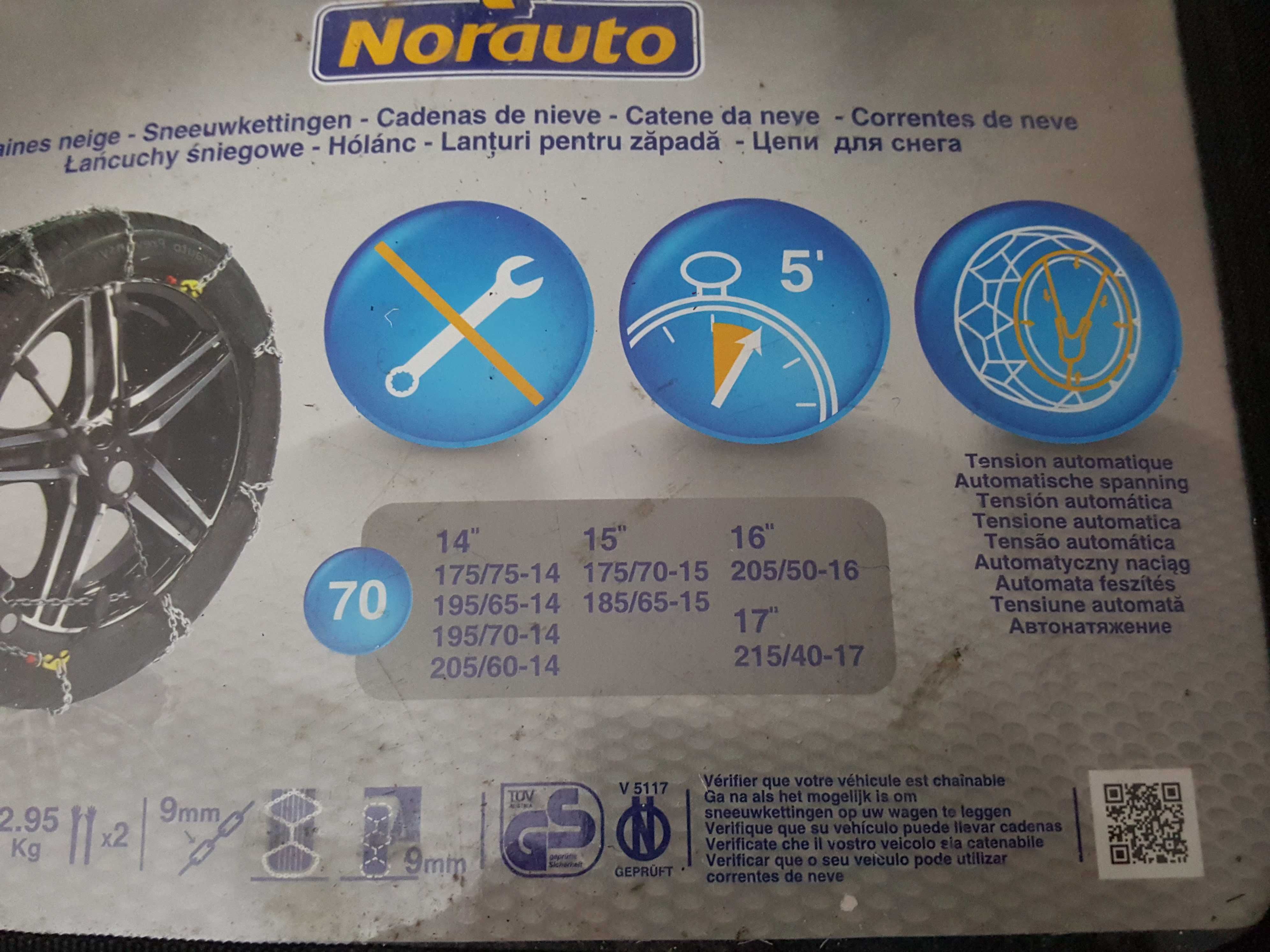 Lanturi zapada iarna automate Norauto 9mm R14" R15" R16" R17" No.70