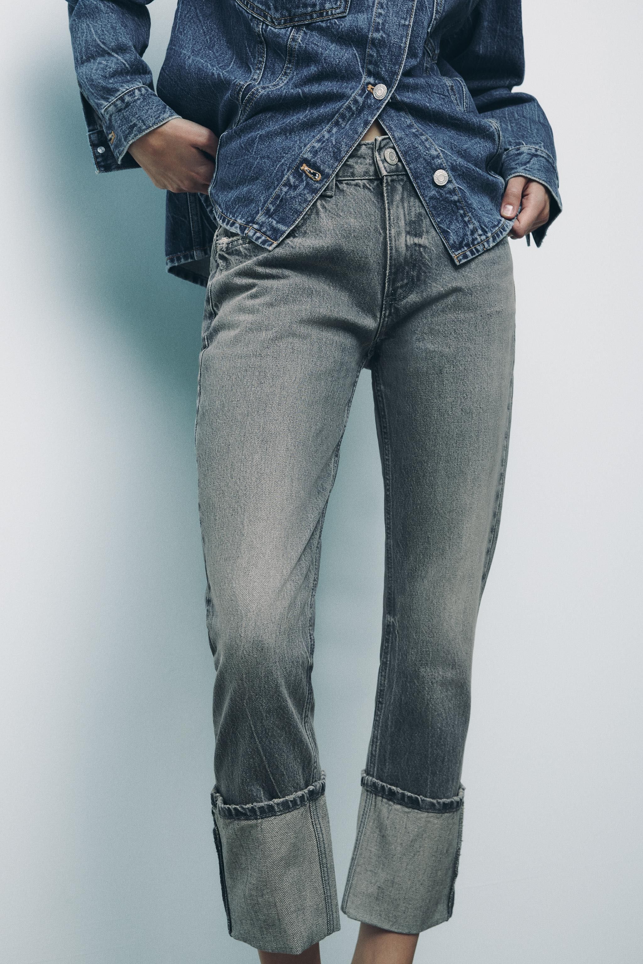 Дънки ZARA, цвят сиво, номер 40