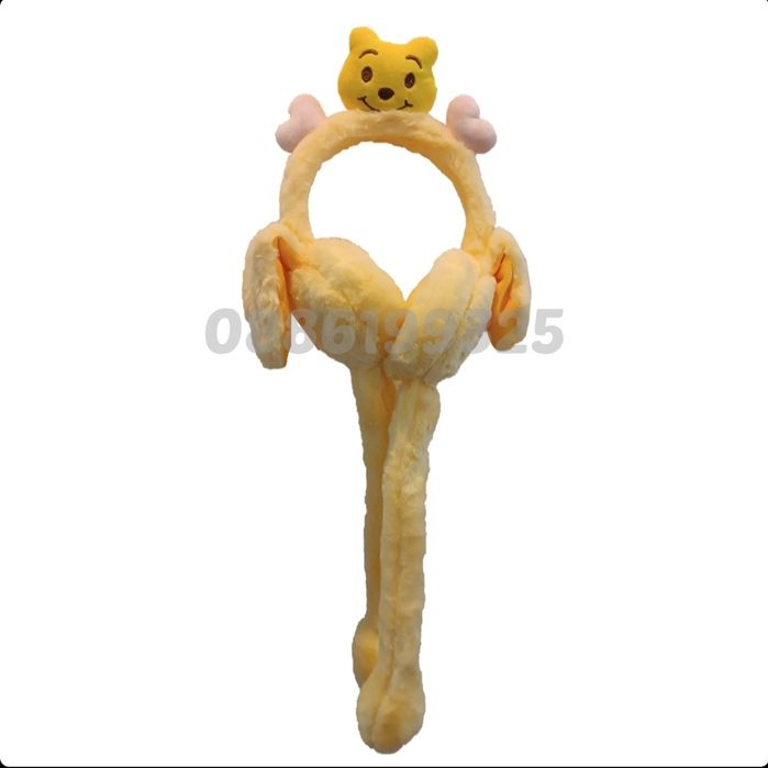 Детски плюшени ушанки с мърдащи уши Мечо Пух, Зайче, Мече и др.