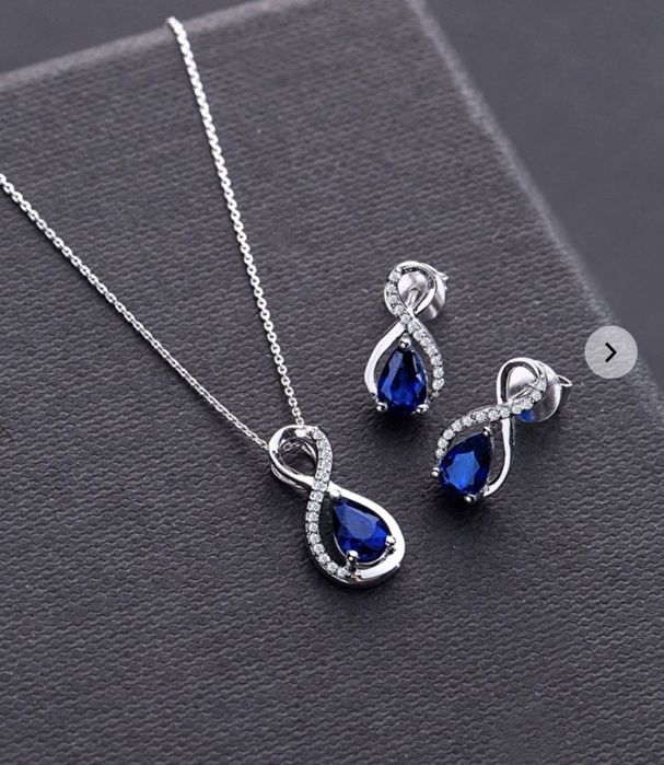 Комплект бриллианты с сапфиром