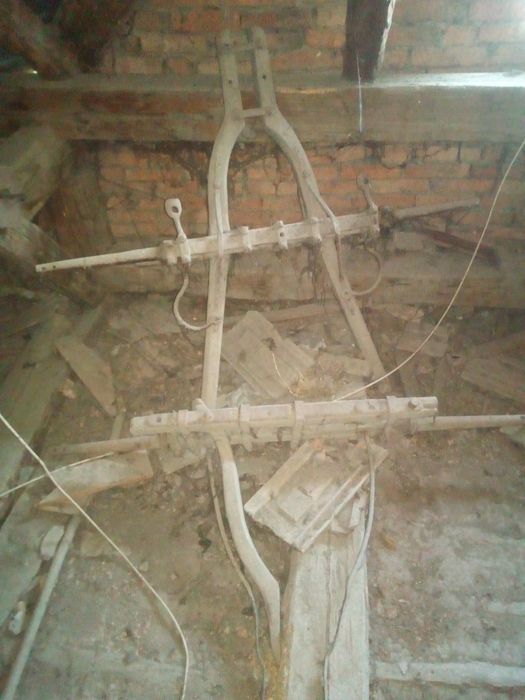 Antichități Componente car vechi din lemn pentru boi