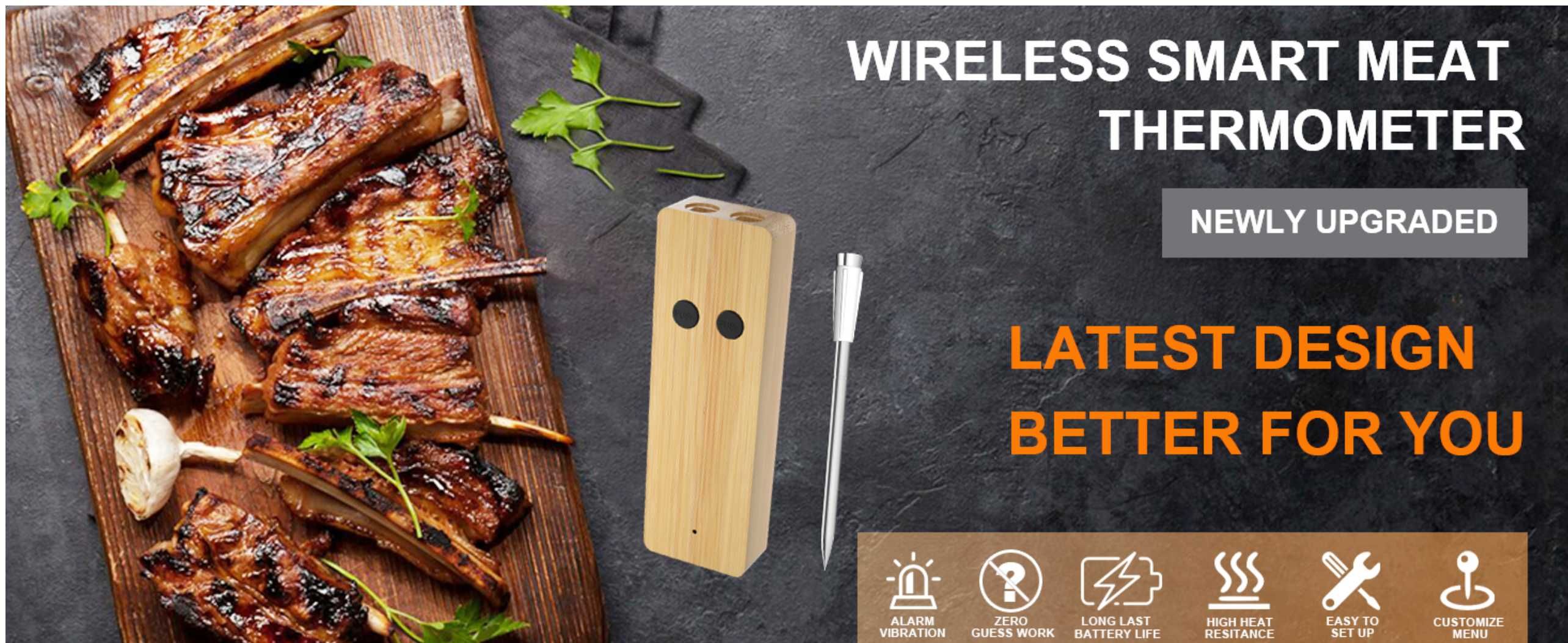 термометри 2бр за месо - wireless, smart, IP67
