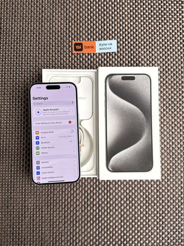 КАТО НОВ! /*ЛИЗИНГ*/ IPhone 15 Pro / White Titanium 128Gb Айфон