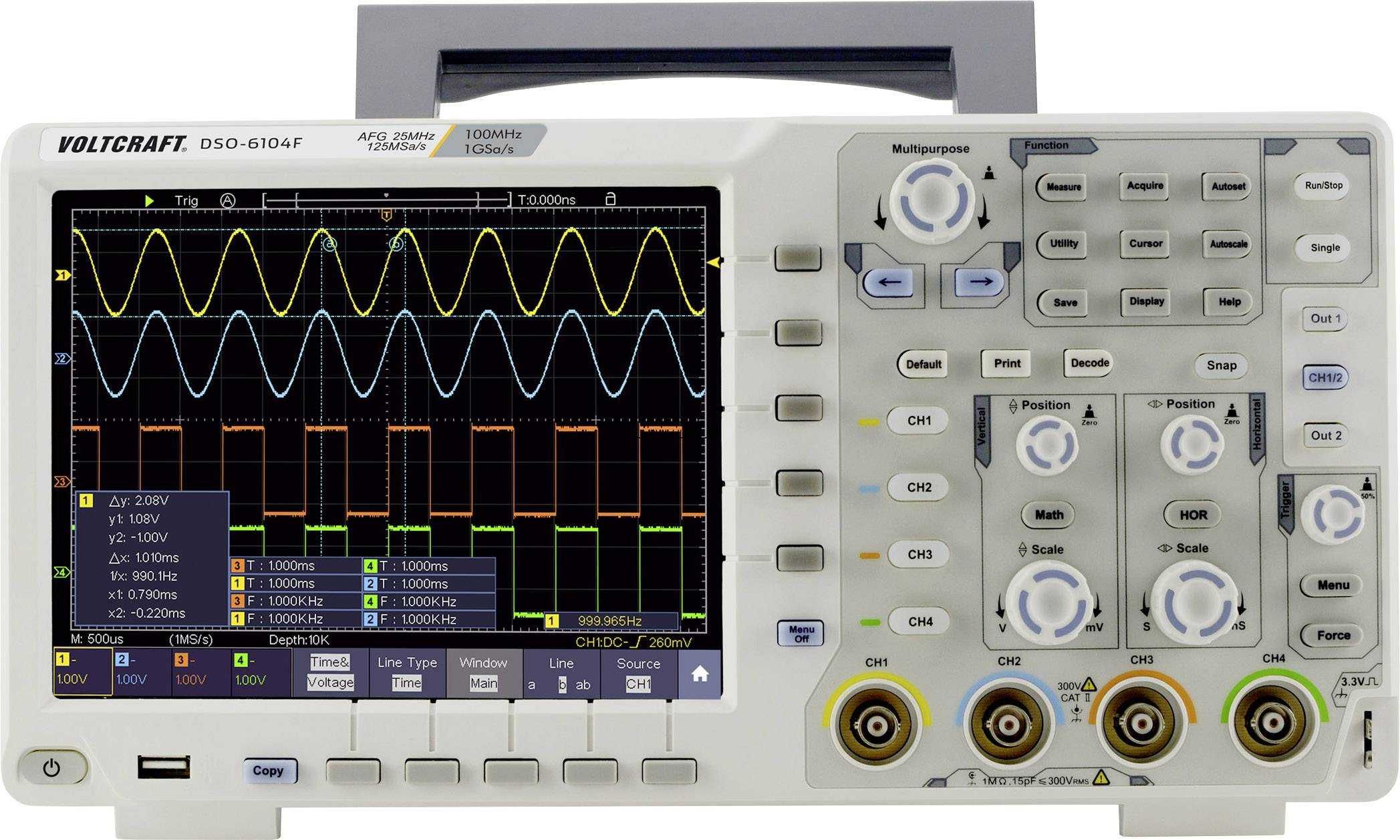 Osciloscop digital VOLTCRAFT DSO-6104F Digital 100 MHz 4-channel