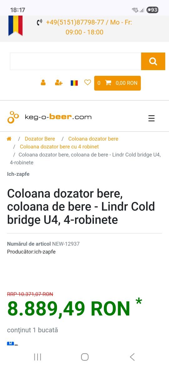 Coloana Dozator Bere/Coloana Dozator Bere -4 robineți/Coloana Berarie