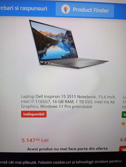 Vand LAPTOP I7 NOU generatia 11 pret 2900 lei