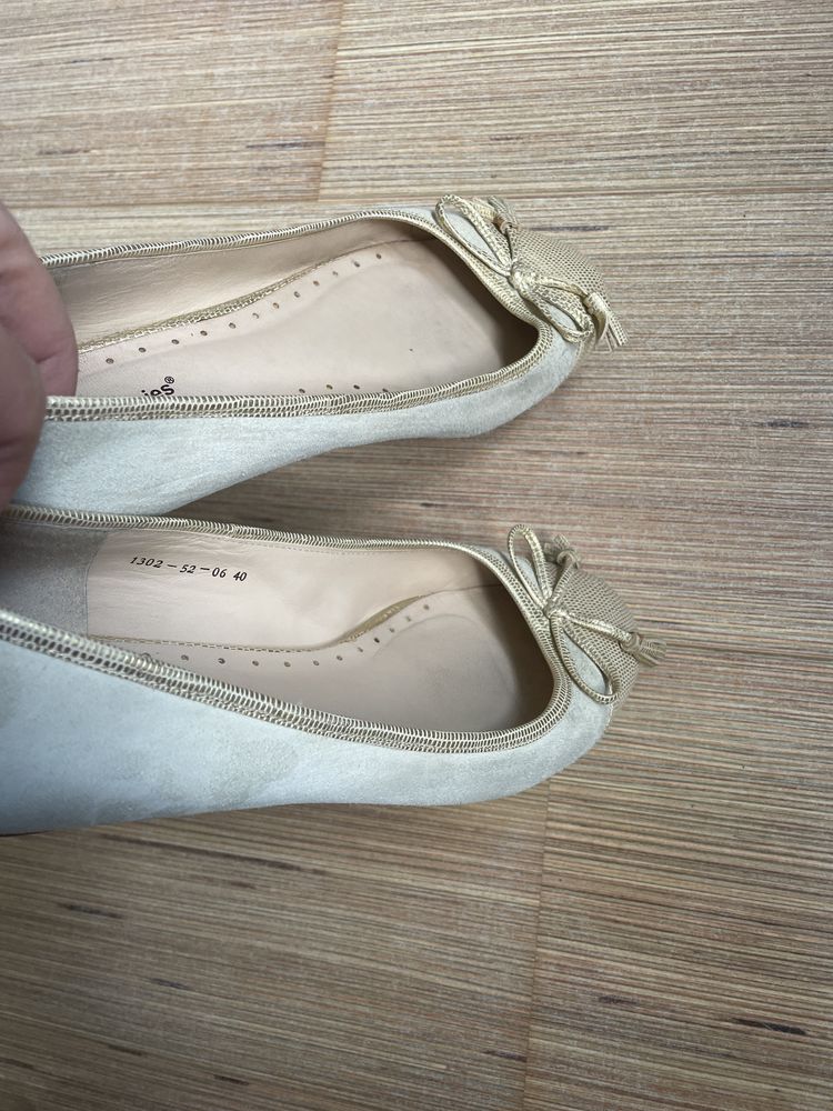 Balerini Hush Puppies piele intoarsa auriu 40