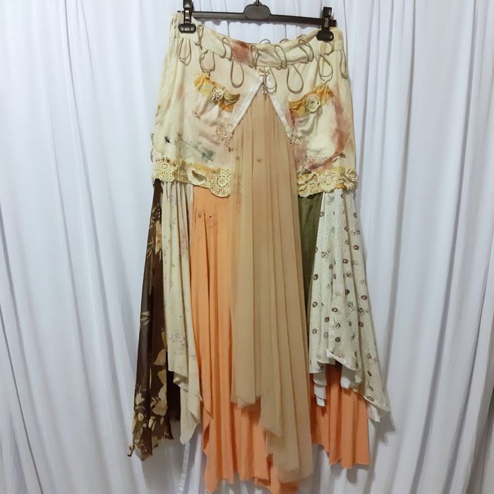 Fusta unicat altered couture upcycle distressed very worn 46/48