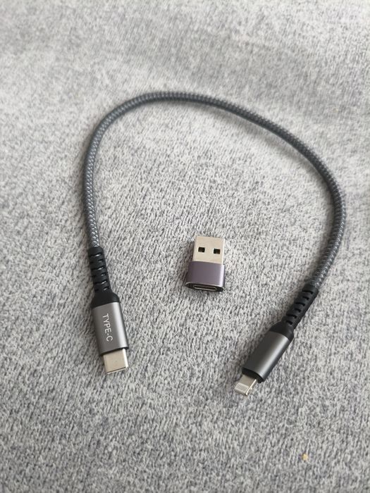 Cablu USB-C la Lightning 0.3M cu adaptor USB-A