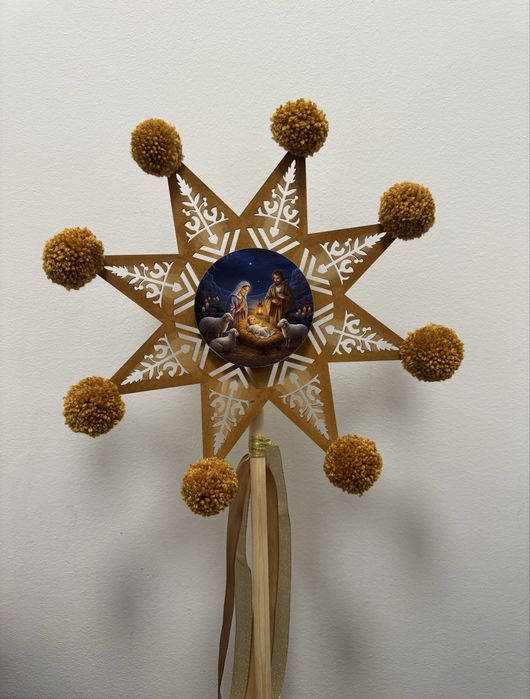 Stea sorcovă rotativă - cu o stea - 35 cm diametrul