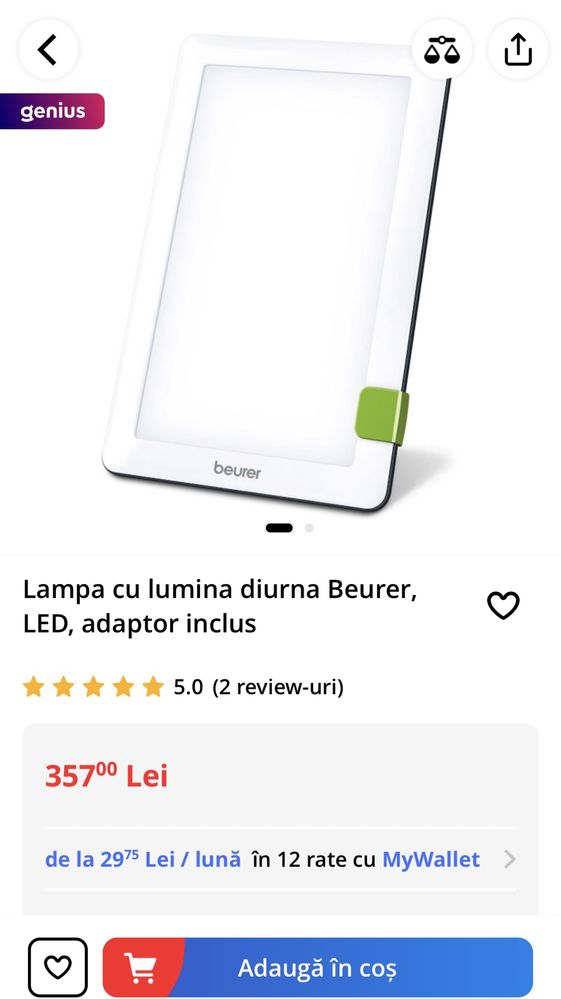 Lampa Beurer tl30 terapie cu lumina