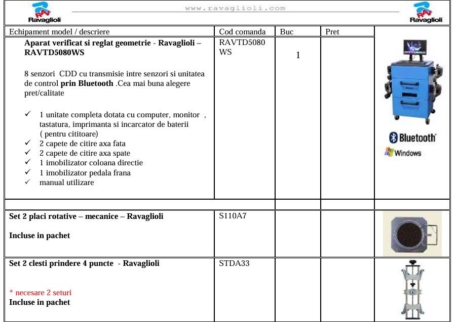 Aparat verificat și reglat geometrie-Ravaglioli-RAVTD5080WS