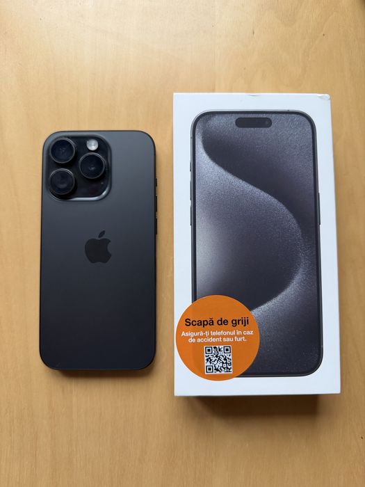 iPhone 15 Pro 128GB Black Titanium (full box + factura)