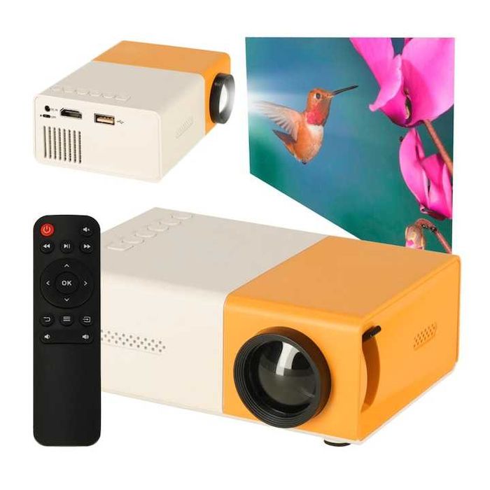 Преносим мини проектор LED TFT LCD 1920x1080 24 60" ​​​​USB HDMI 12V