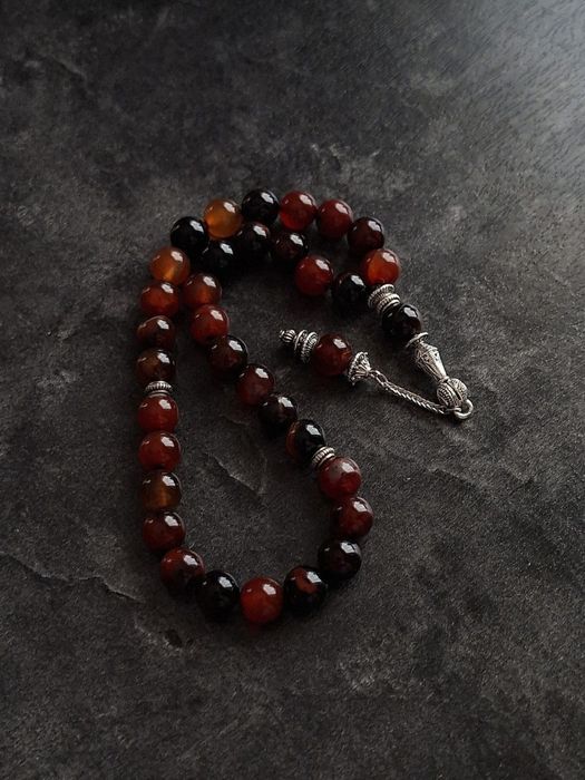 Премиальные чётки(тасбих) ручной работы из сердолика — 33 бусины