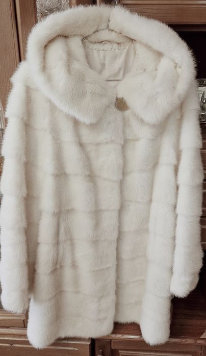 Роскошная Норковая Шуба,Белоснежная,модная Греция Шикарная,НОВАЯ.