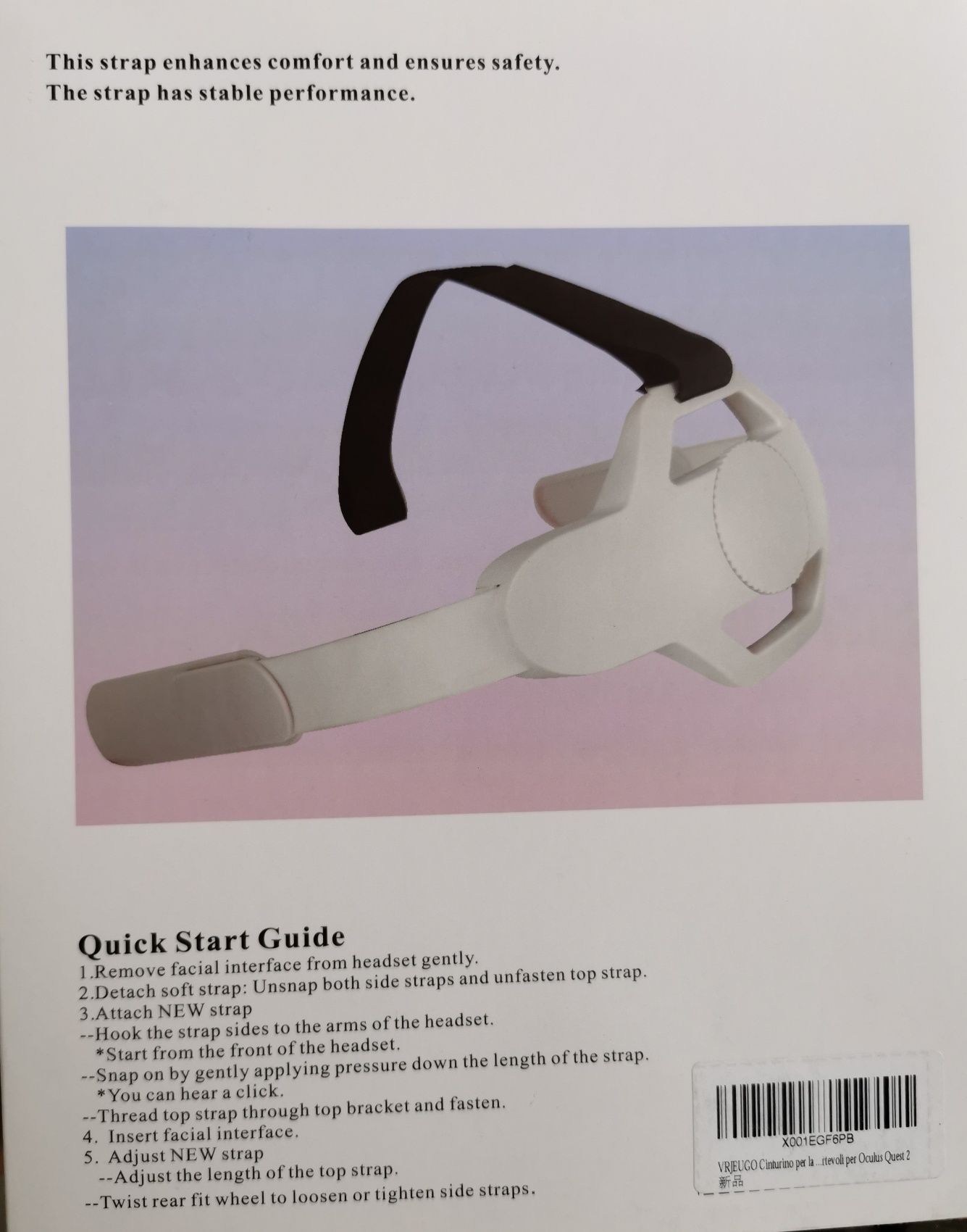 Curea pentru cap compatibilă cu VR Quest 2, pentru Meta/Quest 2