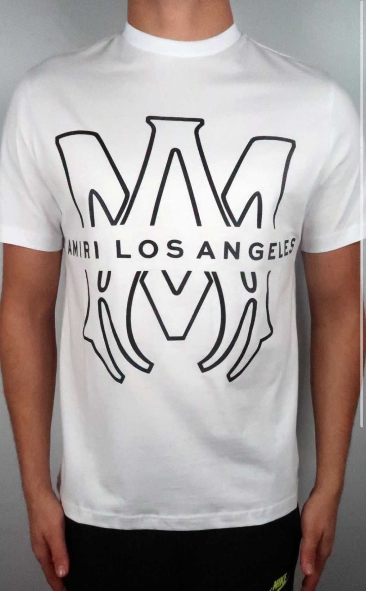 Мъжка тениска Amiri Los Angeles Regular Fit Черна/Бяла