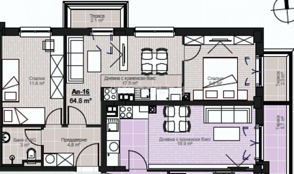 Продава се Тристаен апартамент в София, Малинова долина - 74 кв.м за 1761 €/кв.м - Снимка #11