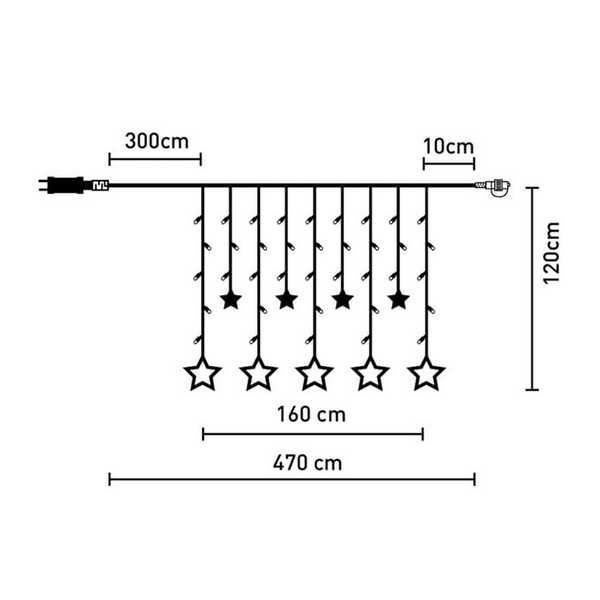 Декоративна коледна LED завеса Mercado Trade, Звезди, 107 крушки