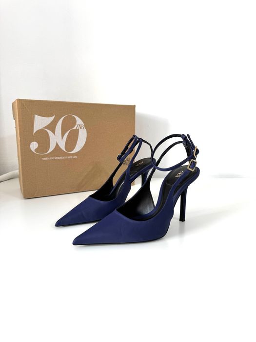 Pantofi zara cu toc bleumarin