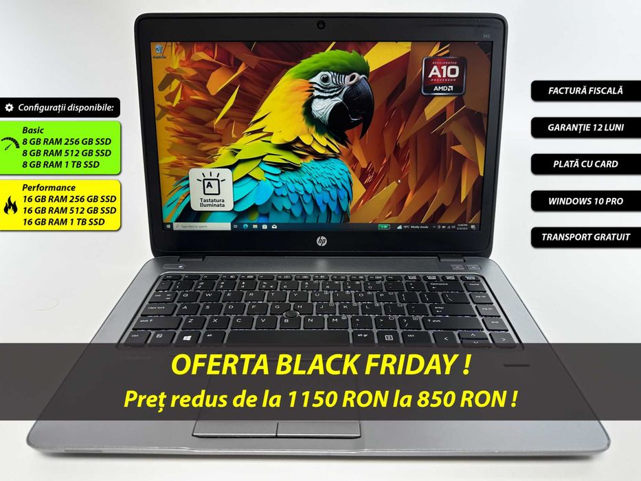 Laptop HP Elitebook AMD 16 gb 14 inch Full HD Slim Garantie 1 an