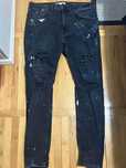 Blugi Sprayed Negru cu Albastru