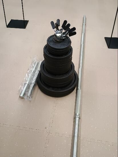 Set gantere și bare Bodybuilding 93 kg cu - produs resigilat Decathlon