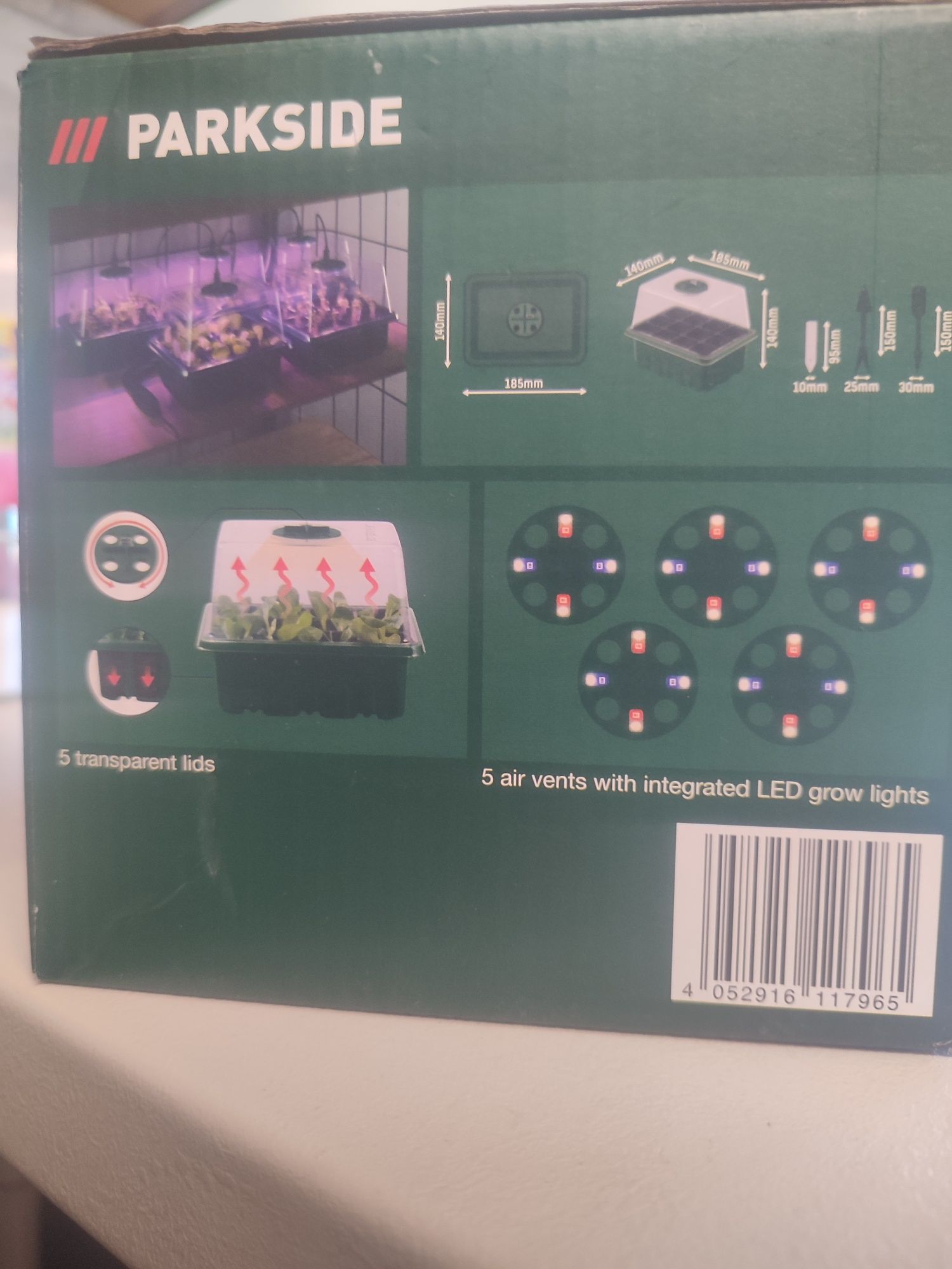 Мини оранжерия с LED осветление за растения Parkside