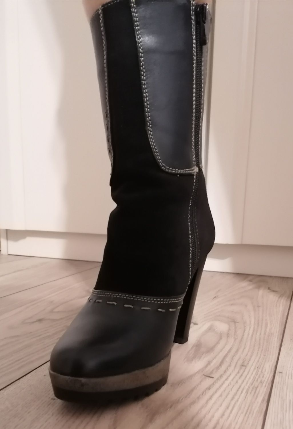 Ghete piele naturală gri