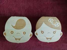 Дървена кутия за детски зъбки с отделения за всеки зъб