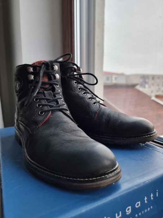 Ghete bugatti  negre din piele
