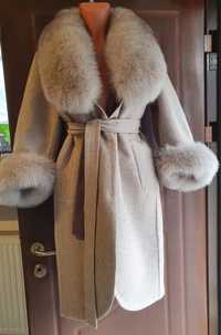 Palton din lâna alpaca blana naturală de vulpe