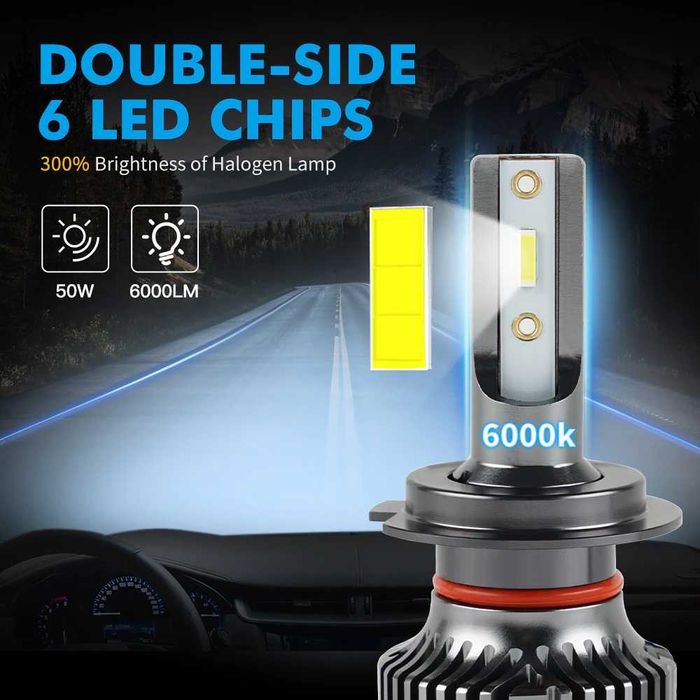Becuri auto LED Bevinsee H1 - H3 - H4 - H7 - H8 - H9 - H11 12V 6000K