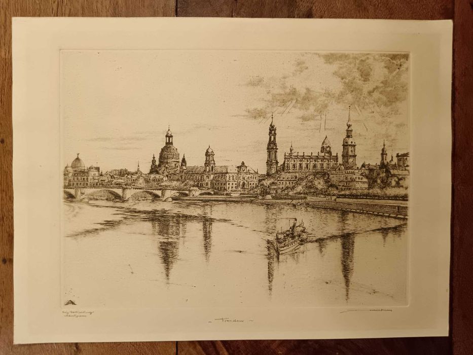 Прекрасен офорт на германския график Albin Mildner – ок. 1930 г.