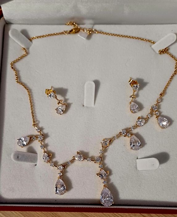 Vand colier argint suflat cu aur si pietre Swarovski