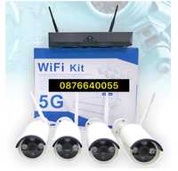 WiFi Kit 5G - CCTV Пълен Комплект с 4 безжични камери и Dvr, HD