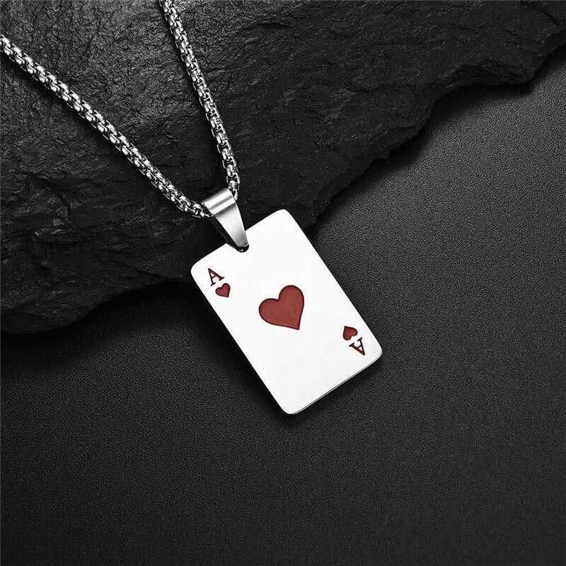 Set 2 lanțuri Hip Hop Stainless Steel Poker Card Ace of Spades